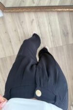 Bou Pileli Palazzo Pantolon Siyah - Görsel 3