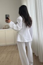 Yong Cebi Asimetrik Ceket Beyaz - Görsel 3