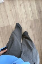 Tina Pileli Palazzo Pantolon Antrasit - Görsel 3