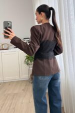 Dantel Korseli Ceket Kahverengi - Görsel 3