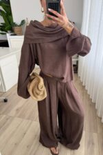 Madonna Yaka Desenli Takım Kahverengi - Görsel 2