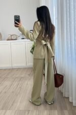 Dora Beli Bağlamalı Ceket Pantolon Takım Çağla - Görsel 4