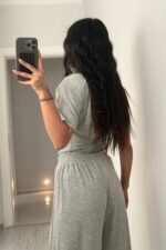 Kısa Kollu Vatkalı Eşofman Takım Gri - Görsel 4