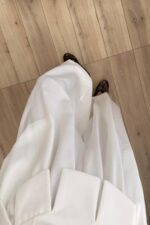 Mn Saten Şalvar Pantolon Beyaz - Görsel 3