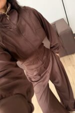 Fitil Detaylı Garnili Süprem Takım Kahverengi - Görsel 3