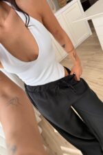Sırtı Çapraz Askılı Bodysuit Beyaz - Görsel 2