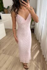 Dantelli İçi Astarlı Elbise Pembe - Görsel 2