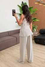 Arma Düğmeli Yelek Pantolon Takım Bej - Görsel 4