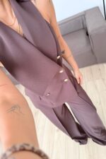 Arma Düğmeli Yelek Pantolon Takım Kahverengi - Görsel 3