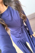 Buzzy Beli Bağlamalı Bluz Pantolon Takım Lacivert - Görsel 3