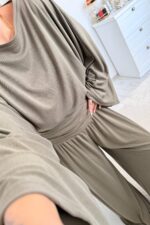 St Yarasa Kollu Beli Drapeli Pantolon Takım Haki - Görsel 3