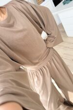 St Yarasa Kollu Beli Drapeli Pantolon Takım Toprak - Görsel 3