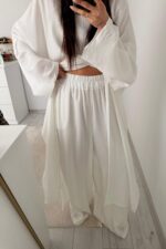 Tasarım Tunik Şallı Takım Beyaz - Görsel 4