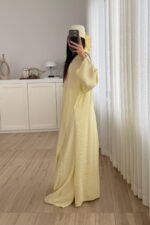 Tasarım Tunik Şallı Takım Sarı - Görsel 4