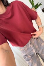 Mad Oversize Tişört Bordo - Görsel 2