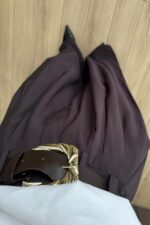 St Gold Kemerli Pileli Pantolon Kahverengi - Görsel 3