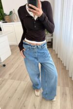 Beli Katlı Balon Mavi Jean - Görsel 2