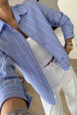 Gant Kırmızı Çizgili Mavi Gömlek - Görsel 2