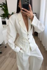 Ant Premium Belden Oturtmalı Ceket Krem - Görsel 2