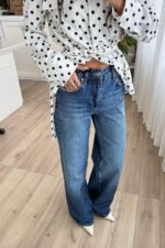 Wom Wide Leg Koyu Mavi Jean - Görsel 2