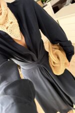 Denis Kuşaklı Gömlek Elbise Lacivert - Görsel 3