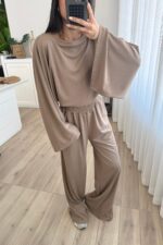 Geniş Kol Bluz Pantolon Takım Toprak - Görsel 2