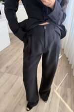 Melo Beli Bağlamalı Ceket Pantolon Takım Siyah - Görsel 3