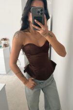 Mocha Balenli Korse Bluz - Görsel 2