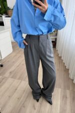 Tina Pileli Palazzo Pantolon Antrasit - Görsel 2