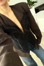 Dantel Korseli Ceket Kahverengi - Görsel 2