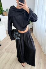 Madonna Yaka Desenli Takım Siyah - Görsel 2