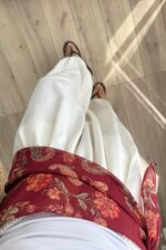 Şal Detaylı Şalvar Pantolon Ekru - Görsel 3