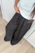 Geniş Paça Saten Pantolon Siyah - Görsel 3