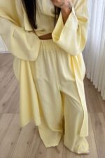 Tasarım Tunik Şallı Takım Sarı - Görsel 3