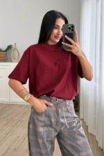 Mad Oversize Tişört Bordo