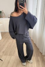 Pis Dikiş Modal Kumaş Takım Antrasit - Görsel 2