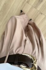 St Gold Kemerli Pileli Pantolon Bej - Görsel 3