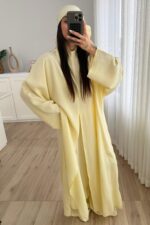 Tasarım Tunik Şallı Takım Sarı - Görsel 2