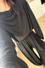 Modal Kumaş Uzun Kollu Şalvar Takım Siyah - Görsel 3