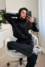 Janet Çizgili Hırka Eşofman Takım Siyah - Görsel 2