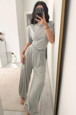 Kısa Kollu Vatkalı Eşofman Takım Gri