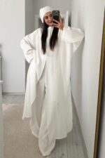 Tasarım Tunik Şallı Takım Beyaz