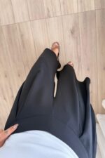 Asimetrik Paça Pileli Pantolon Siyah - Görsel 3
