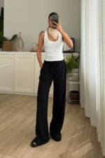 Beli Lastikli Gofre Pantolon Siyah