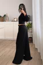 Ribana Önden Bağlamalı Pantolon Takım Siyah - Görsel 4