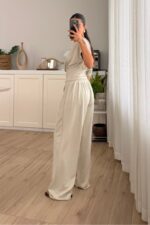 Bloom Kayık Yaka Pantolon Takım Taş - Görsel 4
