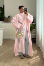 Yırtmaçlı Tasarım Tunik Pembe