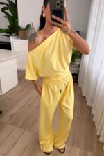 Bloom Kayık Yaka Pantolon Takım Sarı - Görsel 2