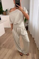 Bloom Kayık Yaka Pantolon Takım Taş - Görsel 2