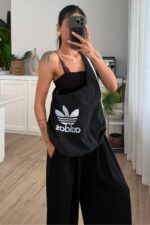 Şerit Detaylı Denim Çanta Siyah - Görsel 2
